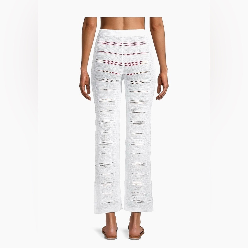L*Space Ivory Knit Pants Marbella Crocheted Cover-Up Pants, 100% Cotton SizeM - Picture 2 of 16